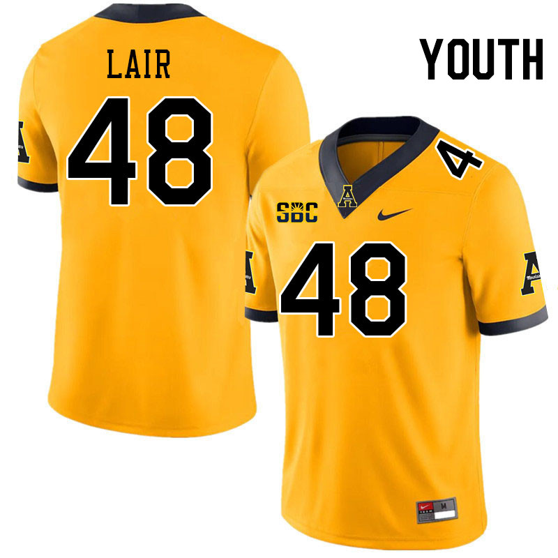 Youth #48 Luke Lair Appalachian State Mountaineers College Football Jerseys Stitched-Gold